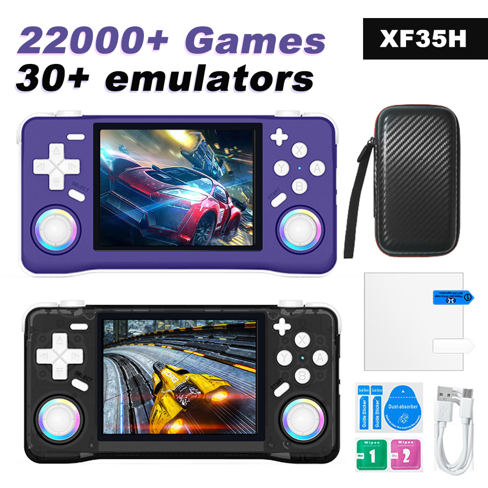 Retro Gaming Portable - XF35H Retro-Gaming-Handheld-Konsole im Taschenformat, 3,5-Zoll-Vollbildschirm, RGB-Licht,