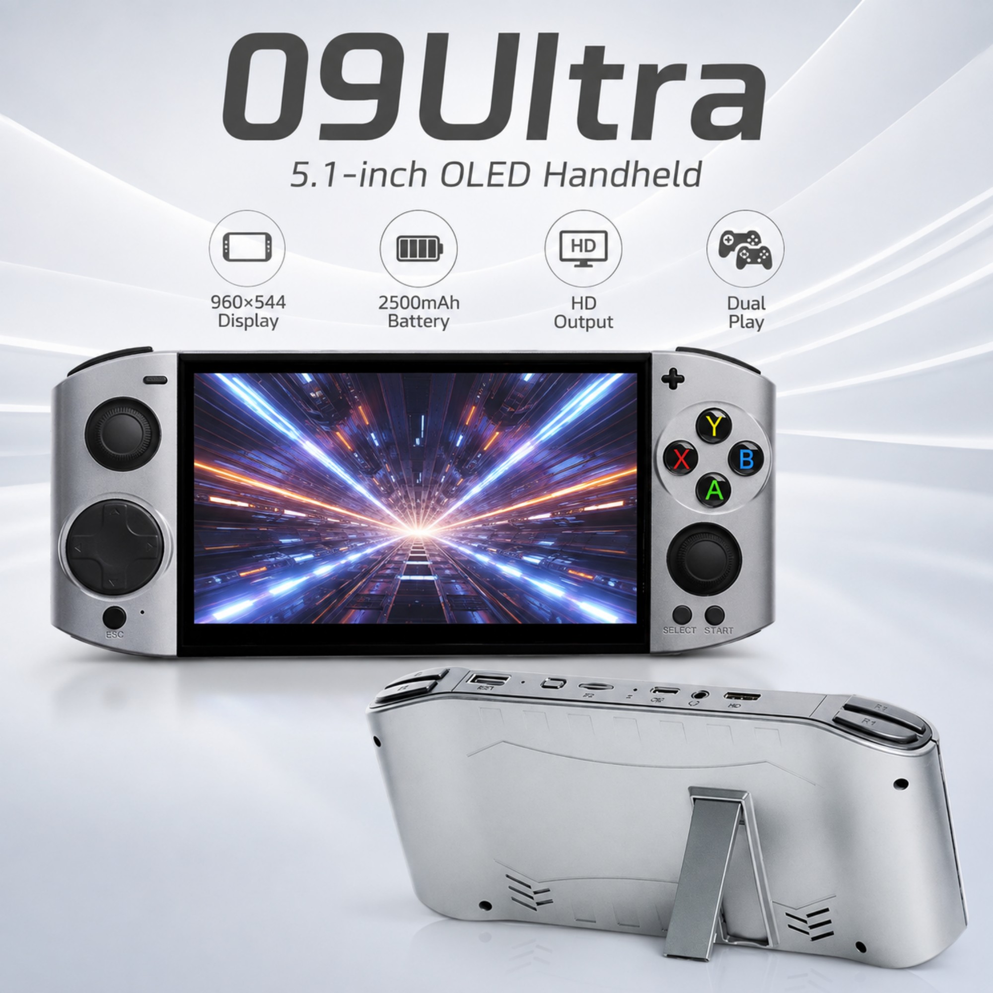 Retro Gaming Portable - 09 Ultra 5,1 Zoll OLED Handheld-Spielkonsole