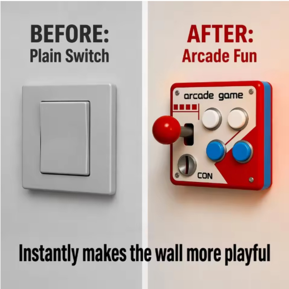 Retro Gaming Style - Retro Arcade Joystick Schalterplatten-Abdeckung, Bohrfreie 3D-Gedruckte