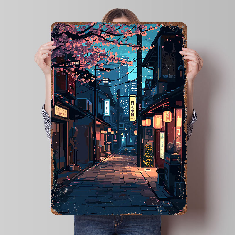 Retro Gaming Tokyo - Tokyo Japan Pixel Art Blechschild Poster