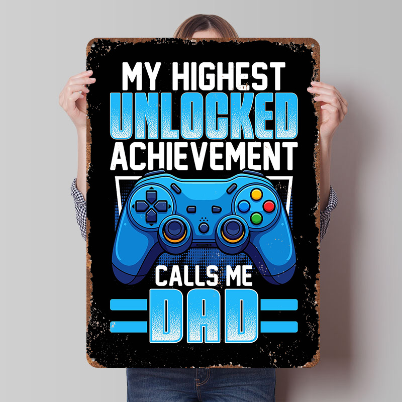 Retro Gaming Achievements - Gaming Dad Achievement Blechposter – Personalisierte
