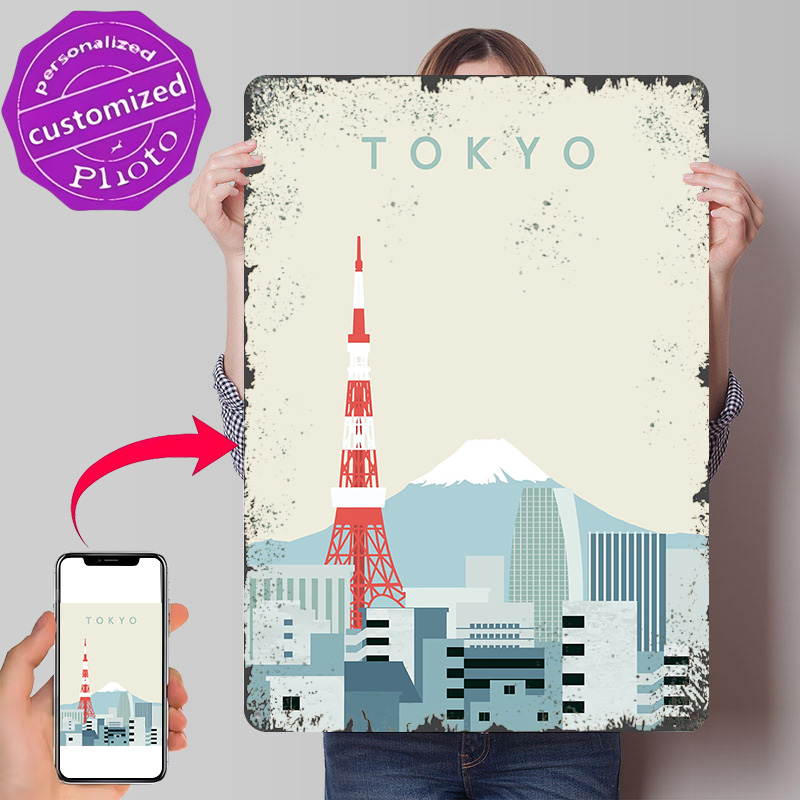 Retro Gaming Tokyo - Tokyo Poster Retro 3D-Gedruckte Metallschilder Personalisierte