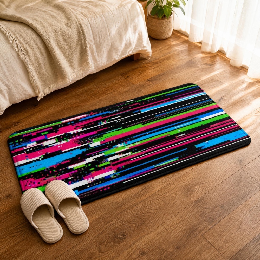 Cyberpunk Glitch Flanell-Läufe – Retro Gaming Rug Bewertung und Preis