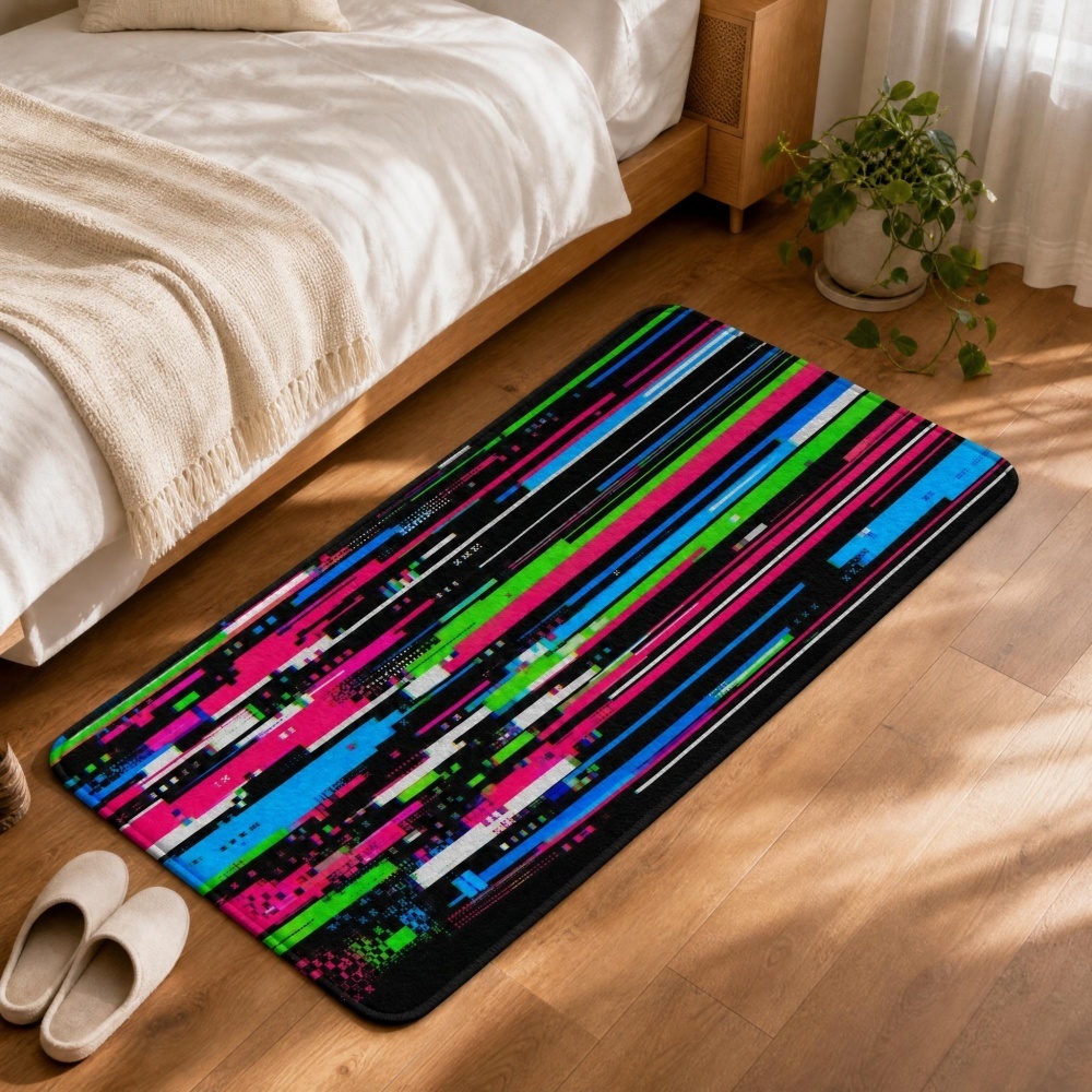 Cyberpunk Glitch Flanell-Läufe – Retro Gaming Rug Bewertung und Preis